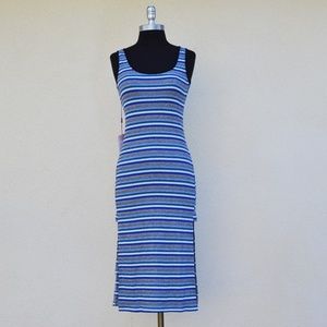Blue and white striped dress